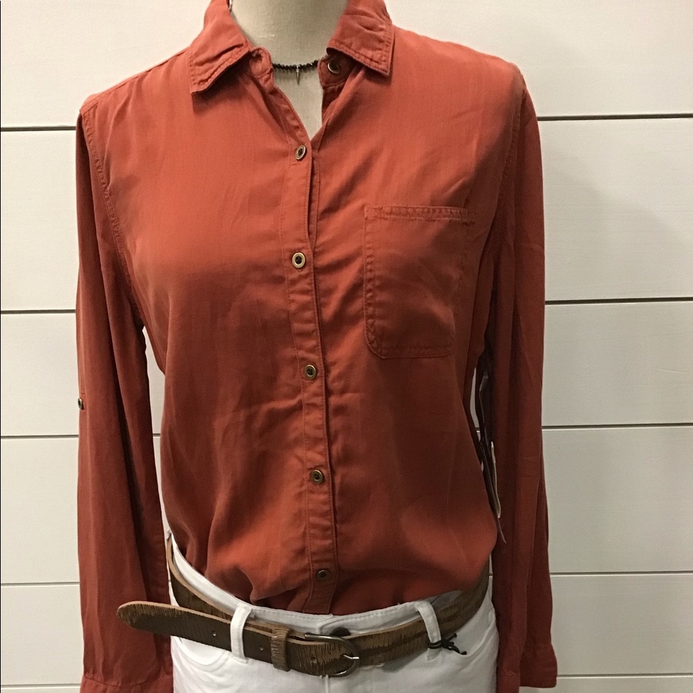 Rust Button Down Top